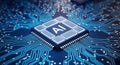 Concept AI Chip on PCB: Artificial Intelligence Technology Royalty Free Stock Photo