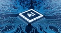 Concept AI Chip on PCB: Artificial Intelligence Technology Royalty Free Stock Photo