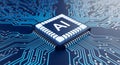 Concept AI Chip on PCB: Artificial Intelligence Technology Royalty Free Stock Photo