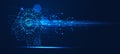 concept AI machine learning artificial intelligence robot learning network system Advance AI on blue. Futuristic. Modern. Hi-tech
