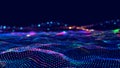 Concept of AI technology, digital communication, science research, 3D illustration music waves