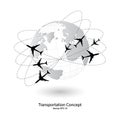 Concept of Airplane, Air Craft Shipping Around the World for Transportation Concept