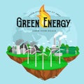 Concept of alternative energy green power, environment save, renewable turbine energy, wind and solar ecology Royalty Free Stock Photo