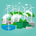 Concept of alternative energy green power, environment save, renewable turbine energy, wind and solar ecology Royalty Free Stock Photo