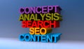 Concept analysis search seo content on blue