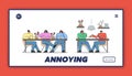 Concept Of Annoying In Communications. Website Landing Page. Annoying and Intrusive Admirer