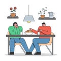 Concept Of Annoying Friend. Annoying and Intrusive Admirer Trying Unsuccessfully Have A Conversation