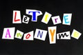 Concept of anonymous letter in French on black background