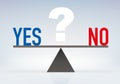 Concept of the answer decision by yes or no to a question. Royalty Free Stock Photo