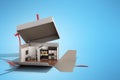 Concept apartment as a gift Kitchen interior in an open box 3d r