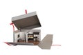 Concept apartment as a gift Kitchen interior in an open box 3d r