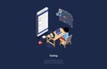 Concept Of App Testing, Mobile application development process, Software API prototyping, Graphic Design, Mobile app Royalty Free Stock Photo