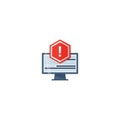 Concept of application error. Attention message error. Red alert warning of spam data, insecure connection, scam, virus Royalty Free Stock Photo