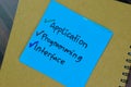 Concept of Application, Programming, and Interface write on sticky notes isolated on Wooden Table Royalty Free Stock Photo