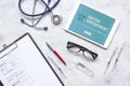 Concept of appointment to doctor online top view Royalty Free Stock Photo