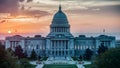 Sunset Embrace at South Dakota\'s Capitol. Concept Architecture, Nature, Photography Inspiration Royalty Free Stock Photo