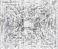 Concept of array data. Abstract Black and white digital background with cybernetic particles and letters