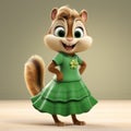 Concept Art Of Alvin, A Character In Green Dress On Wooden Floor