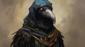 Concept Art: Black And Blue Crow In Hooded Robe