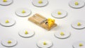 3D render mouse traps with cheese on the floor