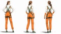 Concept Art: Detailed Portraits Of Woman In Orange Overalls