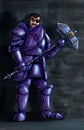Concept Art Fantasy Illustration of Warrior Knight in Full Armor With Sledgehammer