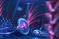 Concept Art Dreamlike Fantasy Painting of Jellyfish Like Creatures Swimming in Ocean