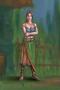 Concept Art Fantasy Illustration of Beautiful Young Village Woman or Villager or Countrywoman Royalty Free Stock Photo