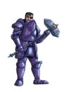 Concept Art Fantasy Illustration of Warrior Knight in Full Armor With Sledgehammer