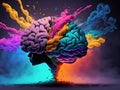 Concept art of a human brain exploding with knowledge and creativity Royalty Free Stock Photo