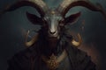Concept art illustration of Baphomet satanic goat Generative AI.