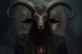 Concept art illustration of Baphomet satanic goat Generative AI.