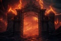 Concept art illustration of gate of hell Generative AI. Royalty Free Stock Photo