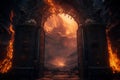 Concept art illustration of gate of hell Generative AI. Royalty Free Stock Photo