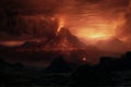 Concept art illustration of Mordor land Generative AI. Royalty Free Stock Photo