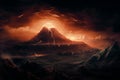 Concept art illustration of Mordor land Generative AI. Royalty Free Stock Photo