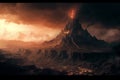 Concept art illustration of Mordor land Generative AI. Royalty Free Stock Photo