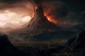 Concept art illustration of Mordor land Generative AI. Royalty Free Stock Photo