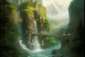 concept art illustration of Rivendell from lord of the rings Generative AI. Royalty Free Stock Photo