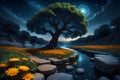 In this concept art of magic realism a fantastical landscape comes to life by Ai