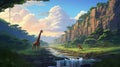 Concept Art: Majestic Giraffes By A Stream