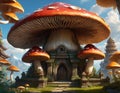 Enchanted Elegance: A Highly Detailed Mushroom Temple Saga