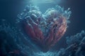 Concept Art Pink Heart Shaped Coral Floating in the Ocean