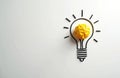 Concept art showing lamp bulb from crumpled yellow paper on white background. Idea metaphor illustration creativity problem Royalty Free Stock Photo