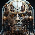 Concept of artificial brain of robot composed of gears and chips