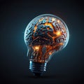 Concept of artificial intelligence, history of inventions, and future technologies based on the brain.