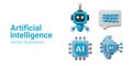 Concept of artificial intelligence. Set of 3D icons for web design in cartoon style Royalty Free Stock Photo