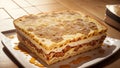Artistic Bread Crumbs A Golden Touch to National Lasagna Day.AI Generated