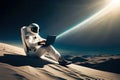 Astronaut Using A Laptop And Light. Generative AI