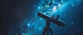 Telescope tripod pointed towards the night sky capturing a visible constellation. Concept Royalty Free Stock Photo